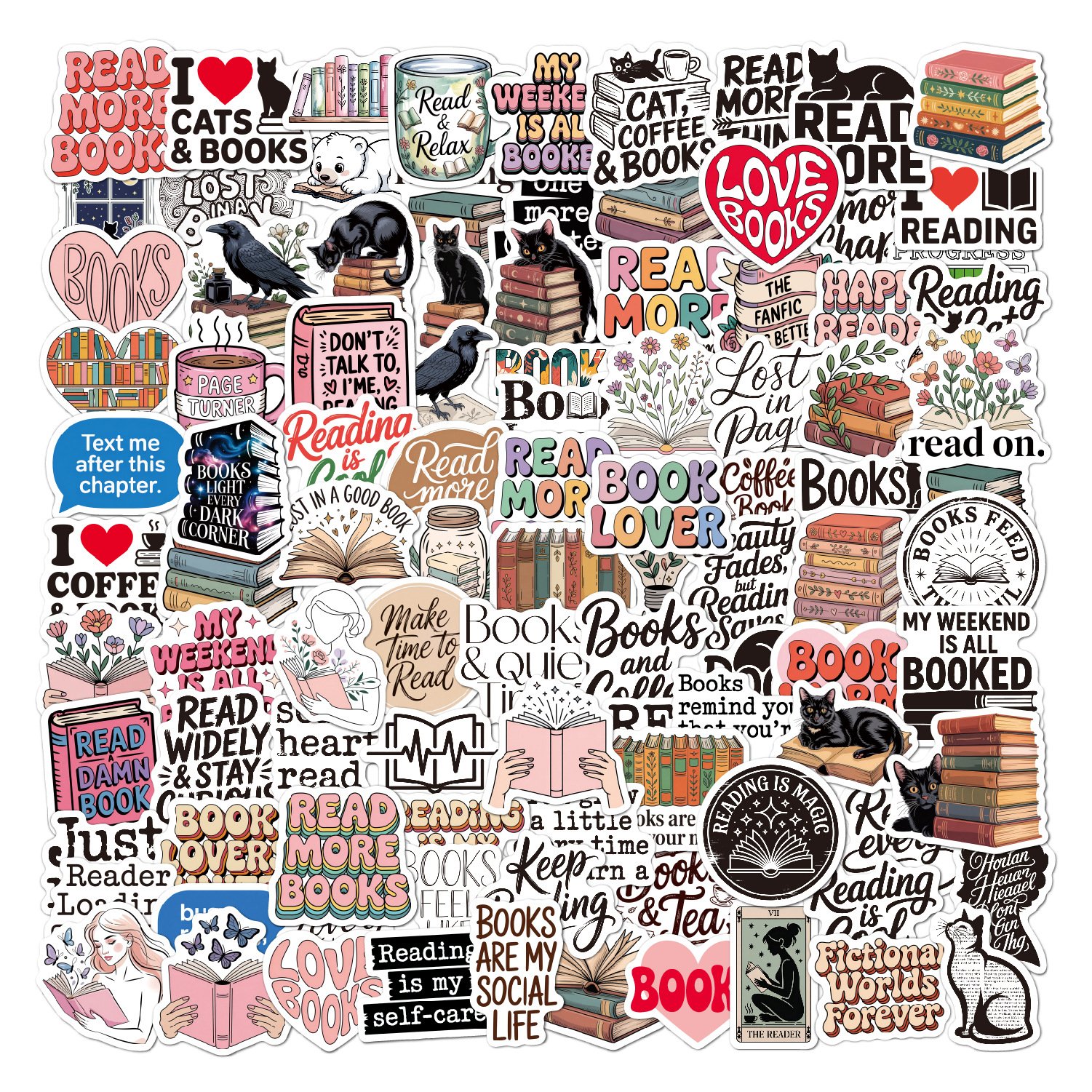 1 small-sized reading book stickers for water bottles, laptops, and book lovers, Kindle stickers. - Image 1