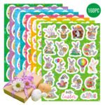 Easter stickers, cross-border holographic laser glitter craft gifts, water cup decoration, DIY Easter egg and rabbit stickers.