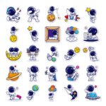 cute cartoon astronaut stickers for stationery, planners, water bottles, and laptops. - Image 2