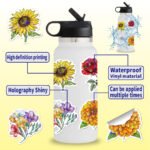 Amazon flower stickers, 100 pieces, laser glitter, waterproof vinyl stickers for phones and Kindles, wholesale. - Image 4