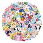 100pcs Instagram-style aesthetic stickers, holographic laser design, perfect for water bottles, luggage, laptops, and phone cases. Creative stickers wholesale. - Image 2