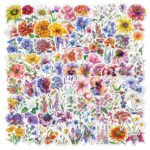 Amazon flower stickers, 100 pieces, laser glitter, waterproof vinyl stickers for phones and Kindles, wholesale. - Image 2